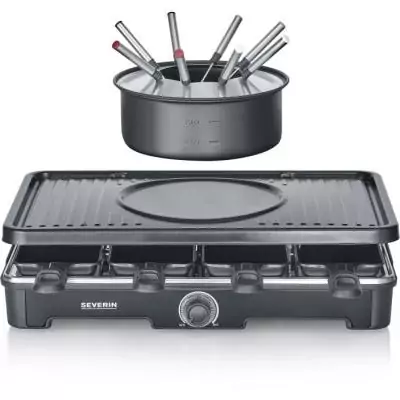 Combiné Raclette-Fondue SEVERIN RG2347 - 8 pers - Noir Combiné Raclette-Fondue SEVERIN RG2347 - 8 pers - Noir