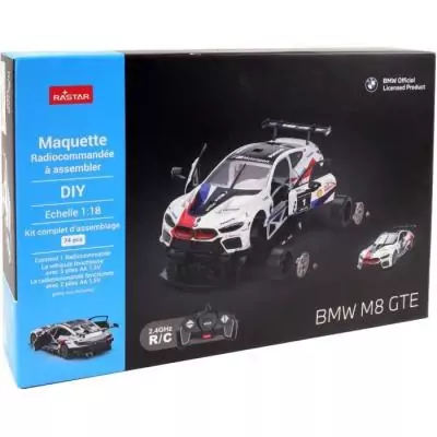 Voiture Télécommandée BMW M8 GTE Blanc - 1/18 - Assemblage Facile