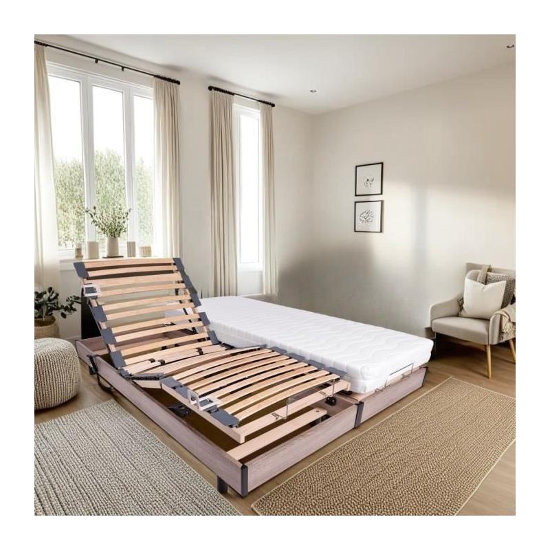 Ensemble relaxation matelas + sommiers électriques 2x80x200 - Qualité française