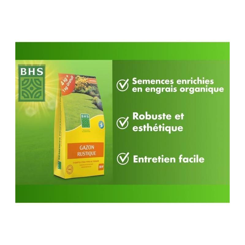 Gazon Rustique BHS - 5kg - Jardins Traditionnels - Dense & Esthétique