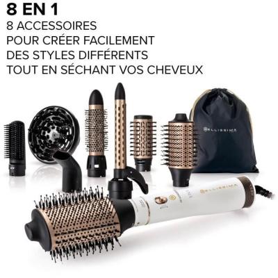 Brosse soufflante Bellissima Air Wonder Blanc Or - Coiffure parfaite