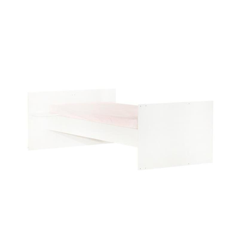 Lit Combiné Evolutif Joy Naturel - Blanc sur pieds bois naturel - 120x60cm