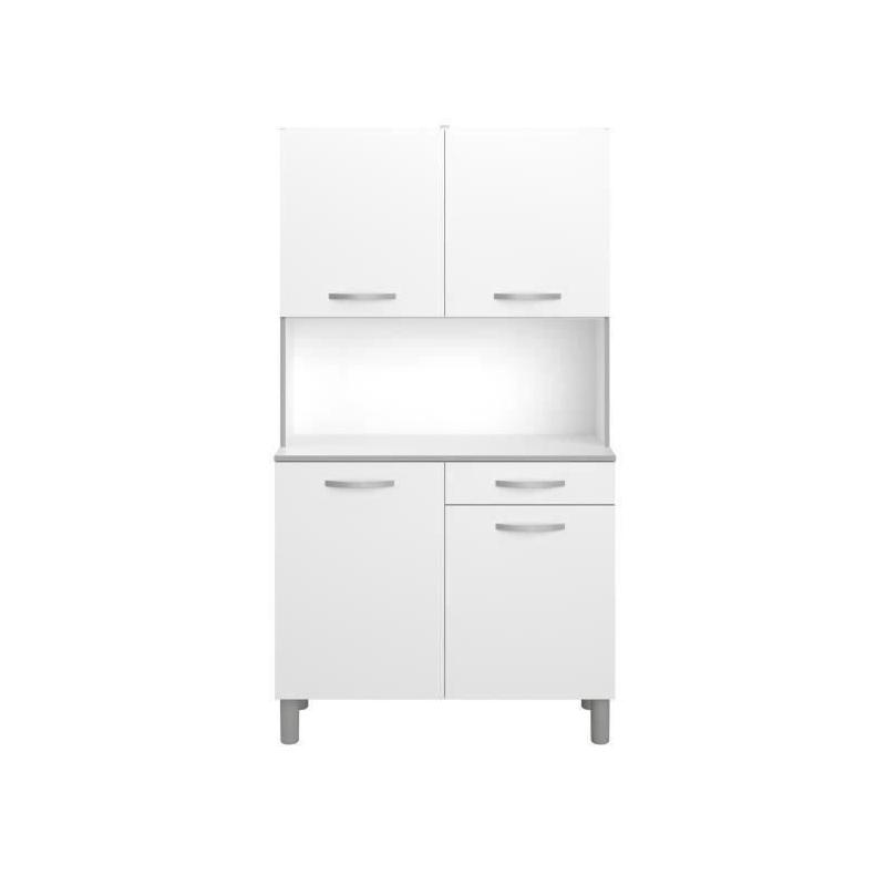Buffet de cuisine moderne blanc - 4 portes - OSLO - L 101 cm