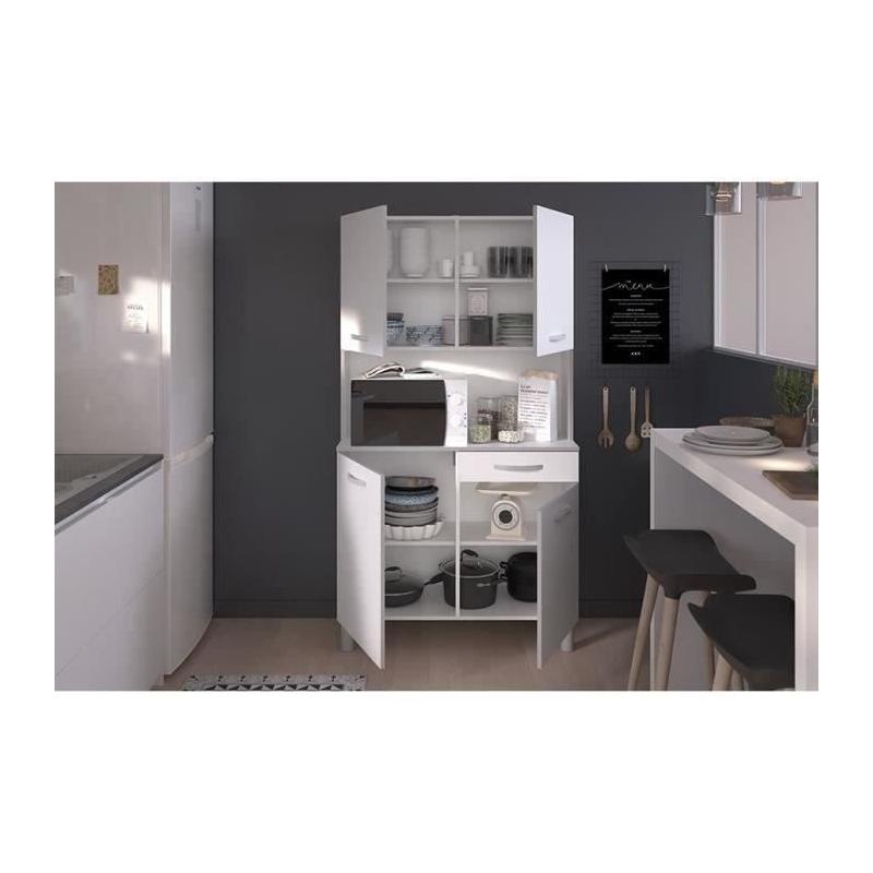 Buffet de cuisine moderne blanc - 4 portes - OSLO - L 101 cm