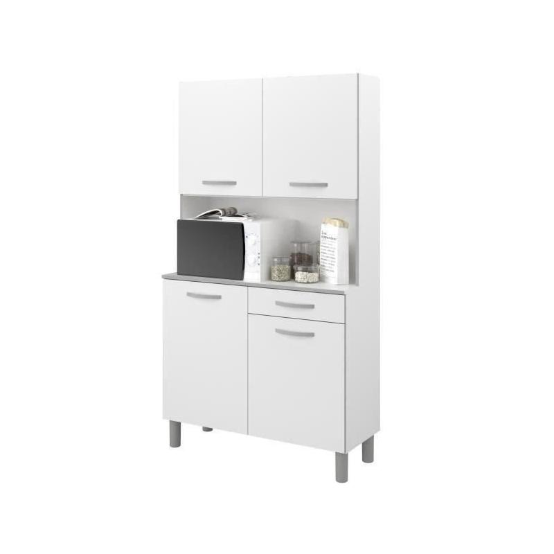 Buffet de cuisine moderne blanc - 4 portes - OSLO - L 101 cm