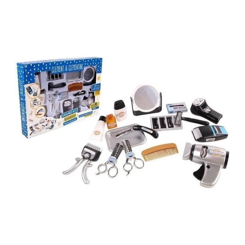 Set coiffeur pour enfants - CLEMENT CLEMENTINE - Tondeuse, sèche-cheveux, rasoirs