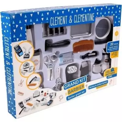 Set coiffeur pour enfants - CLEMENT CLEMENTINE - Tondeuse, sèche-cheveux, rasoirs