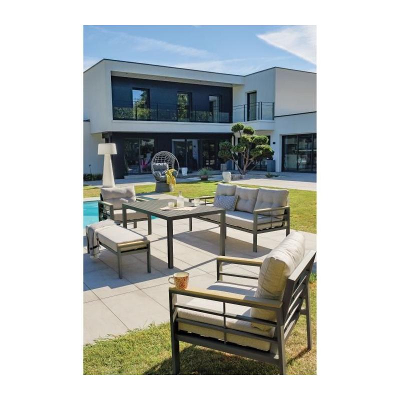 Ensemble de jardin moderne - Gris Anthracite - Aluminium - 6 places