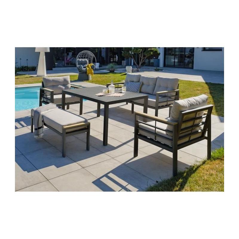 Ensemble de jardin moderne - Gris Anthracite - Aluminium - 6 places