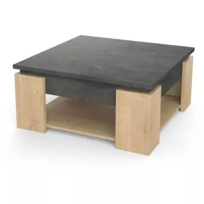 Table basse carrée AUSTIN - Style chene Hamilton et Sidewalk - Fabrication Française - 80x80x37,2 cm
