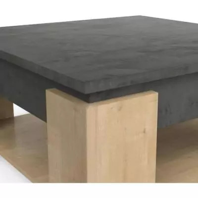 Table basse carrée AUSTIN - Style chene Hamilton et Sidewalk - Fabrication Française - 80x80x37,2 cm