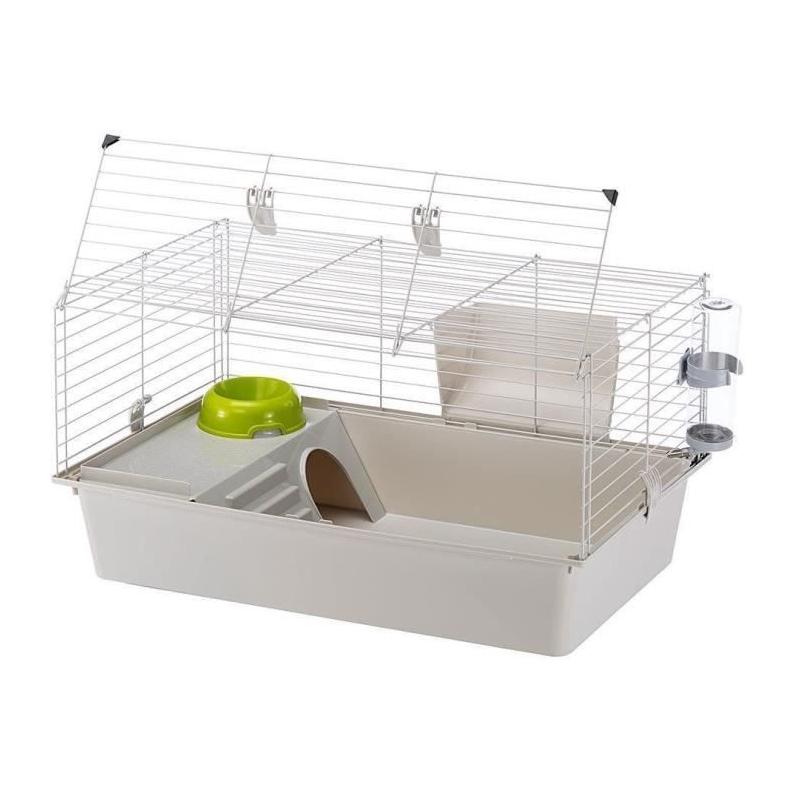 Cage Ferplaste Cavie 80x1 - Gris clair - Idéal pour petits animaux