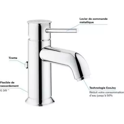 Mitigeur lavabo GROHE Start Classic Chromé - Design pratique