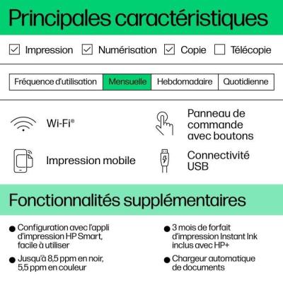 Imprimante HP Deskjet 4222e Tout-en-un - Couleur, Copie, Scan - HP+