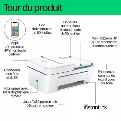 Imprimante HP Deskjet 4222e Tout-en-un - Couleur, Copie, Scan - HP+