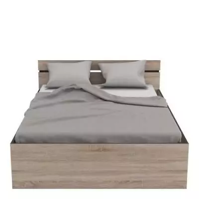 Lit adulte 140x190 cm Michigan - Industriel - Décor chêne brossé et noir Lit adulte 140x190 cm Michigan - Industriel - Décor chêne brossé et noir