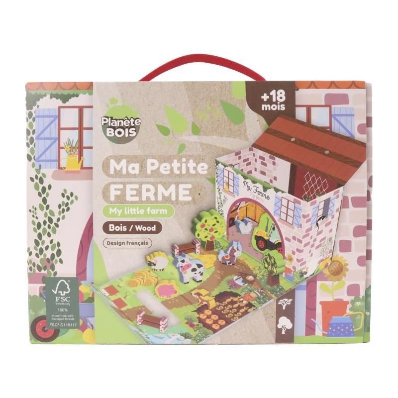 Jeu Enfant: Maison de Jeu Ferme en Bois - FSC - 12 Pièces