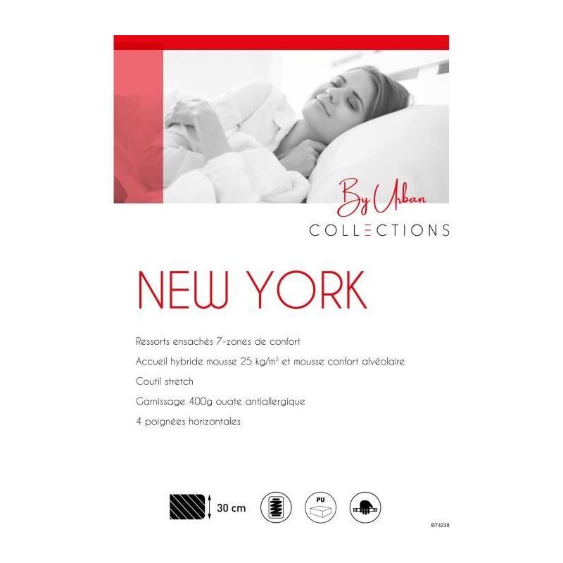 Ensemble sommier et matelas 160x200cm - 960 ressorts ensachés - URBAN Collections NEW-YORK
