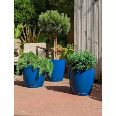 Bac à fleurs rond Riviera Eva New - Diamètre 46 cm - Bleu