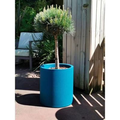Bac à fleurs rond RIVIERA GRANIT 50 cm Bleu - Idéal pour le jardin