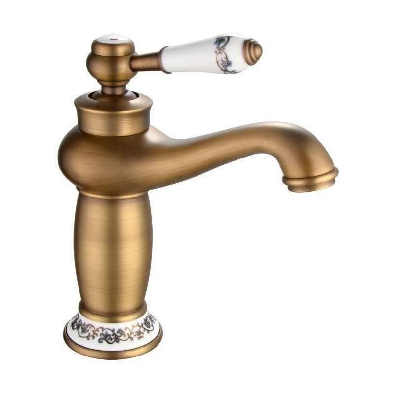 Mitigeur lavabo ROUSSEAU MARPLE vieux bronzé - design compact, cartouche céramique et aérateur