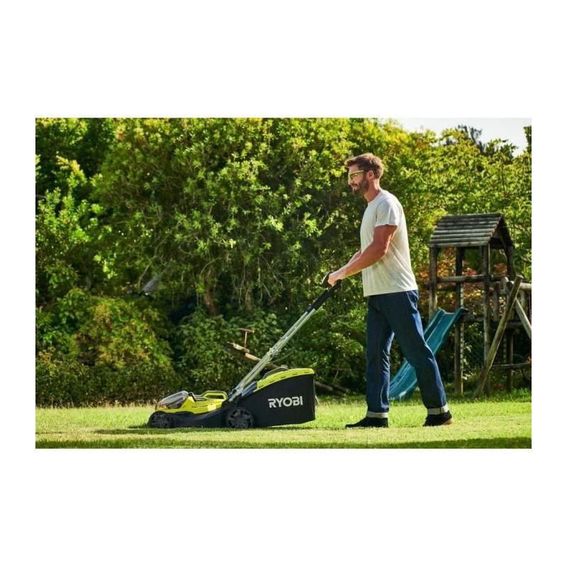 Tondeuse HYBRIDE 36V RYOBI - Coupe 37 cm + 2 batteries 5 Ah & charg.