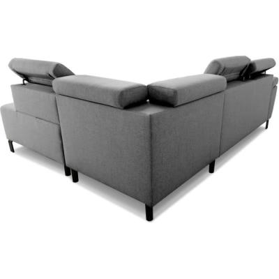 Canapé d'angle convertible STAN - Tissu Anthracite - Réversible
