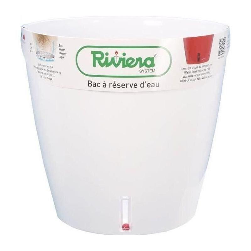 Pot de fleur rond Eva New en plastique - RIVIERA - Ø 31 cm - Blanc