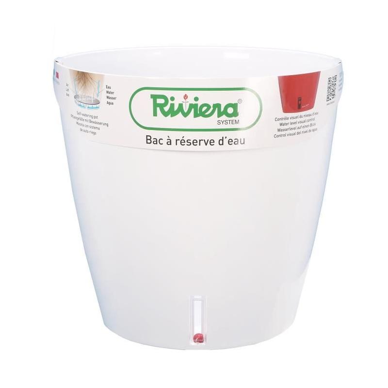 Pot de fleur rond Eva New en plastique - RIVIERA - Ø 31 cm - Blanc