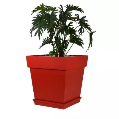 Pot carré Toscane - 50 cm - 87 L - Rouge, Made in France