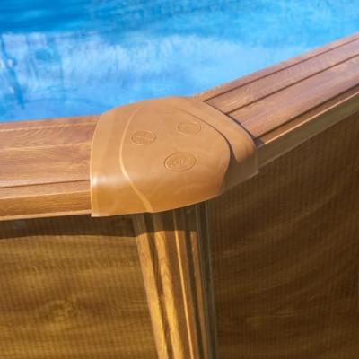Kit Piscine Hors Sol Acier Ronde Imitation Bois Ø370xH122 cm