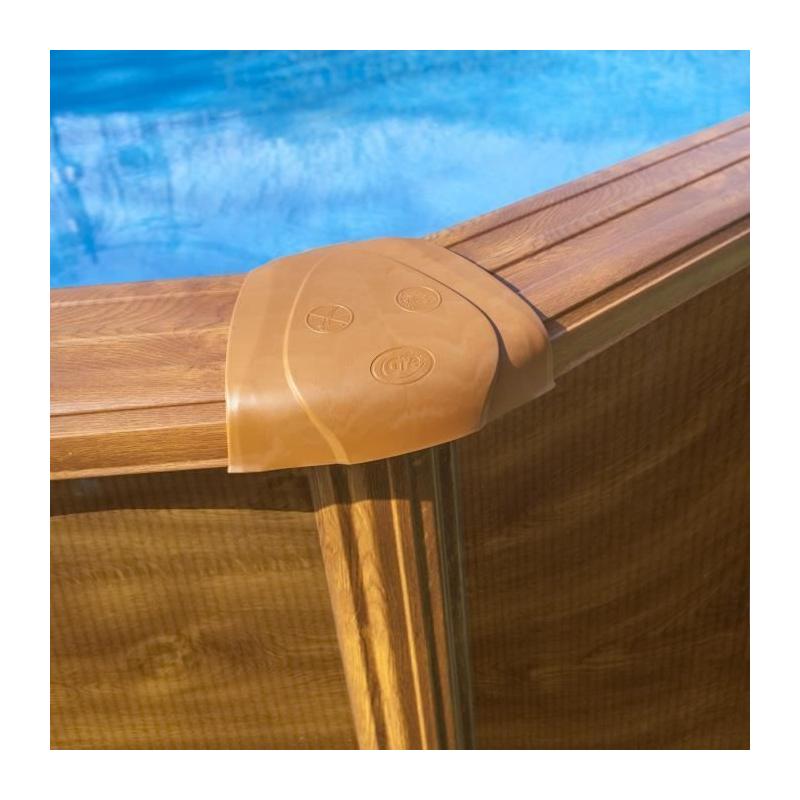 Kit Piscine Hors Sol Acier Ronde Imitation Bois Ø370xH122 cm
