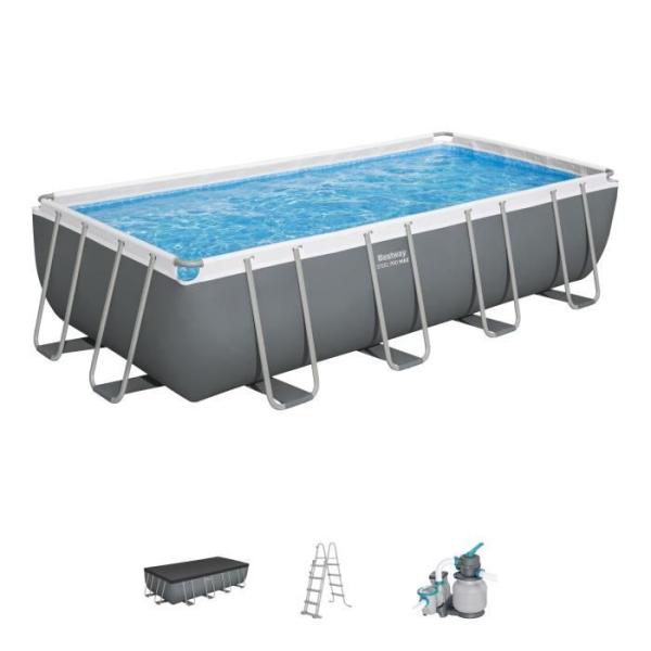 Kit Piscine hors sol tubulaire BESTWAY - Steel Pro Max - 549 x 274 x 122 cm - Rectangulaire (Filtre a sable, échelle, bâche)