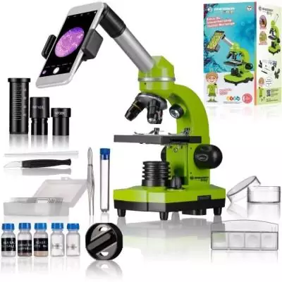 Microscope étudiant BIOLUX SEL - BRESSER JUNIOR - kit d'expérimentation - vert