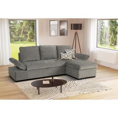 Canapé d'angle convertible réversible - CANDY Gris - Coffre - CASAPY