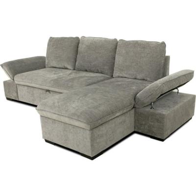 Canapé d'angle convertible réversible - CANDY Gris - Coffre - CASAPY