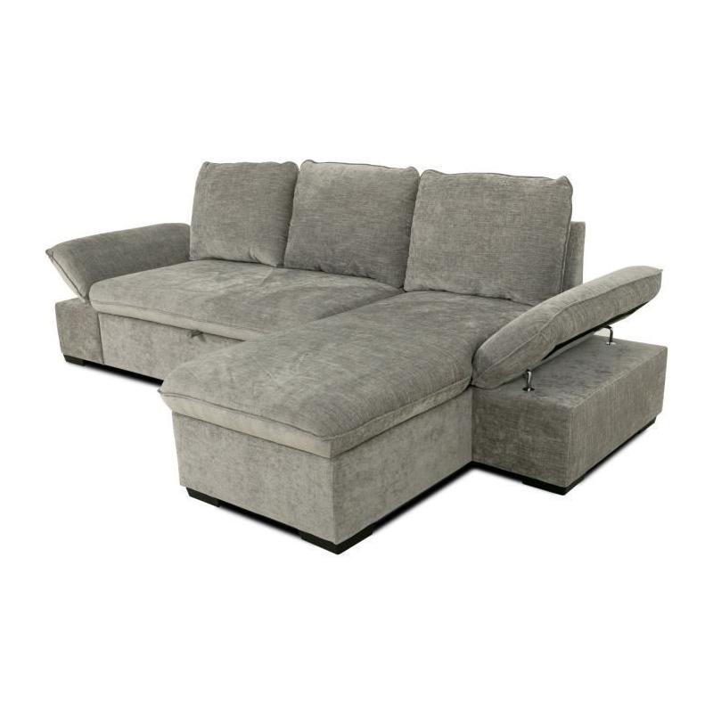 Canapé d'angle convertible réversible - CANDY Gris - Coffre - CASAPY