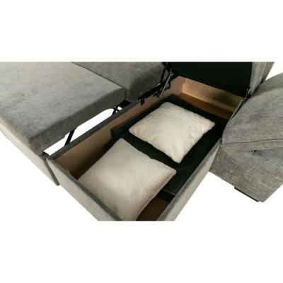 Canapé d'angle convertible réversible - CANDY Gris - Coffre - CASAPY