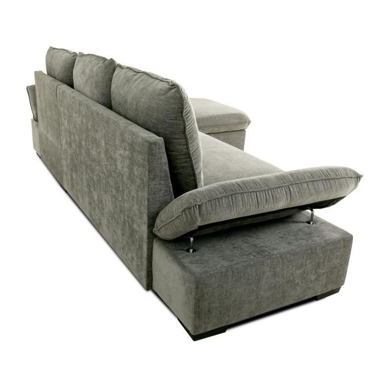 Canapé d'angle convertible réversible - CANDY Gris - Coffre - CASAPY