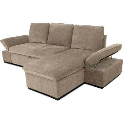Canapé d'angle convertible réversible - 4 places - Beige - Coffre - 297x148x85 cm