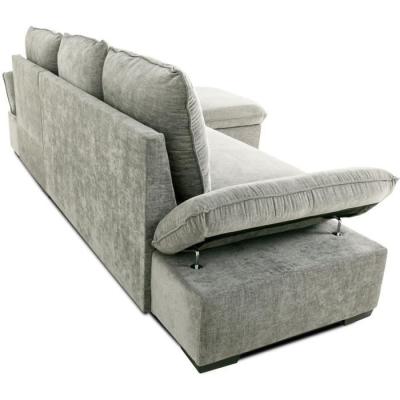 Canapé d'angle réversible 4 places CANDY Gris clair - Coffre - CASAPY