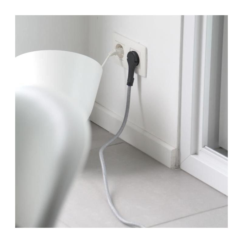 Rallonge textile noire 5m 3x1,5mm² - Design noir/blanc