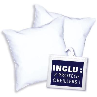 Ensemble DODO Pack 2 oreillers + 2 protège-oreillers tendance 60x60cm