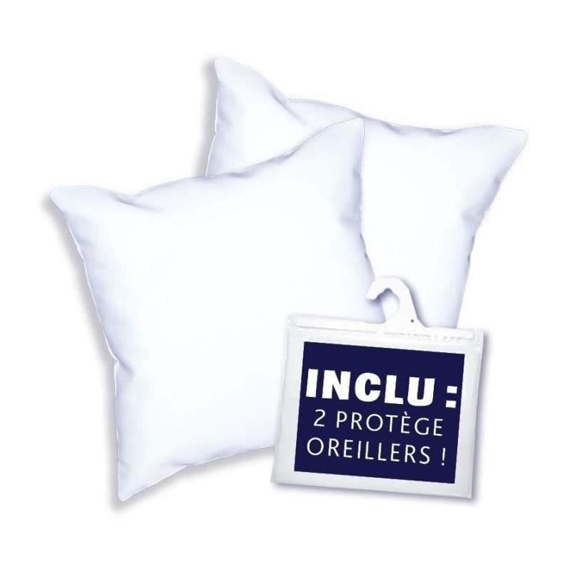 Ensemble DODO Pack 2 oreillers + 2 protège-oreillers tendance 60x60cm