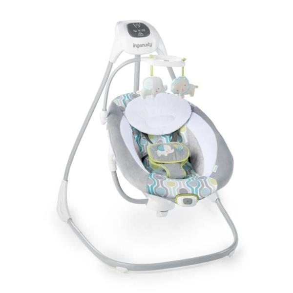 INGENUITY Balancelle transat bébé électrique pivotante 180° – Everston, 6 vitesses et 3 directions de balancement, 8 mélo