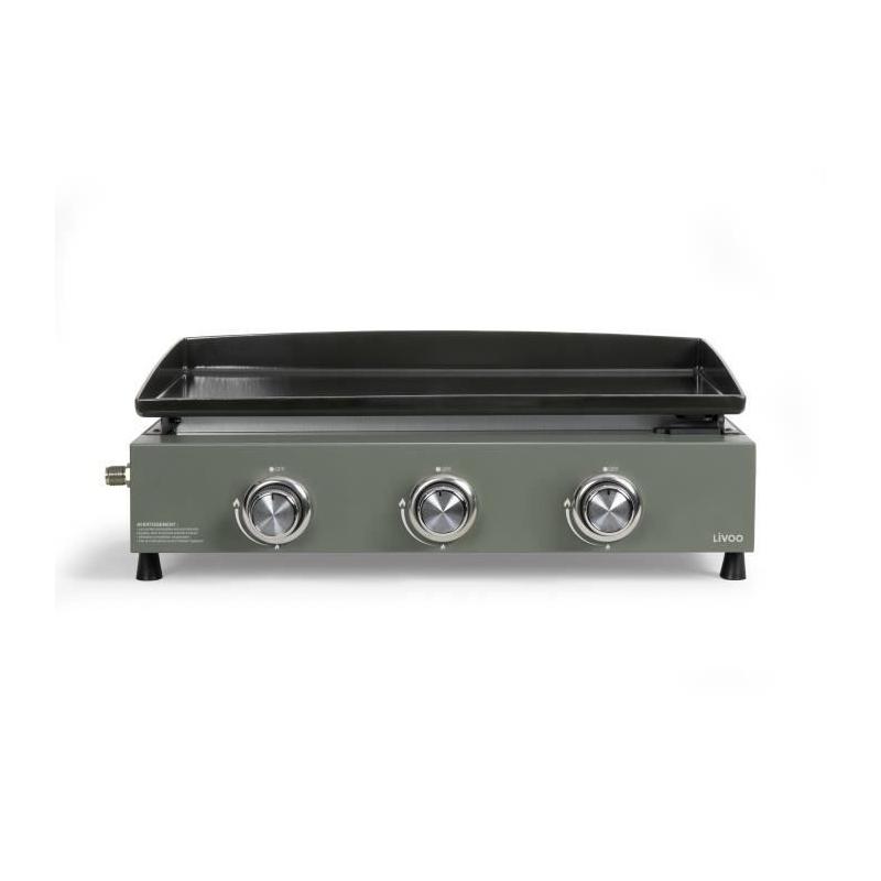 Plancha gaz LIVOO DOC324 3 brûleurs - Vert / Noir - Spécial BBQ