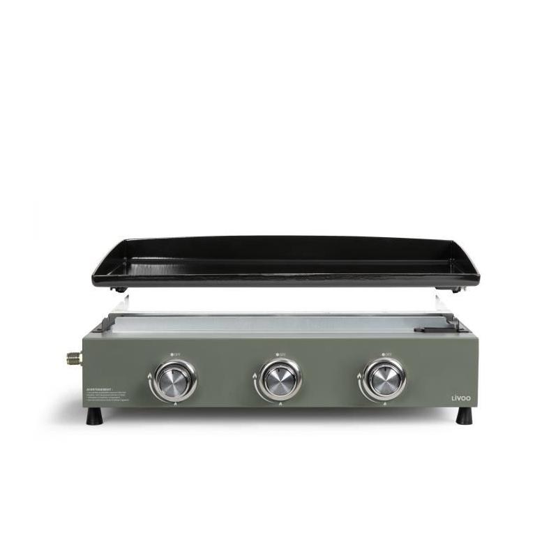 Plancha gaz LIVOO DOC324 3 brûleurs - Vert / Noir - Spécial BBQ