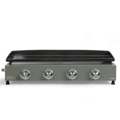 Plancha gaz LIVOO DOC325 - 4 brûleurs - Vert / Noir, idéale pour les barbecues