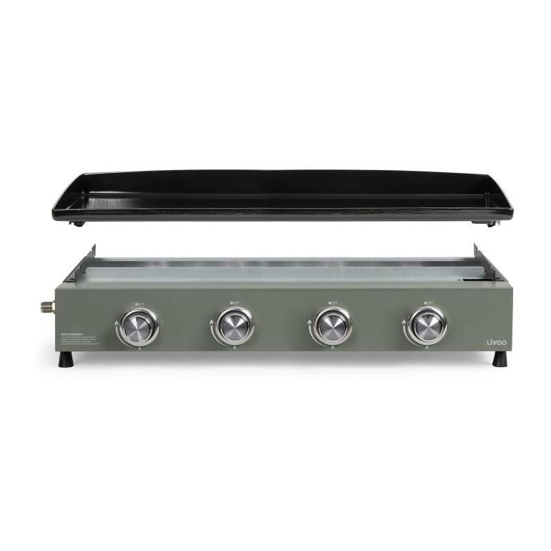 Plancha gaz LIVOO DOC325 - 4 brûleurs - Vert / Noir, idéale pour les barbecues