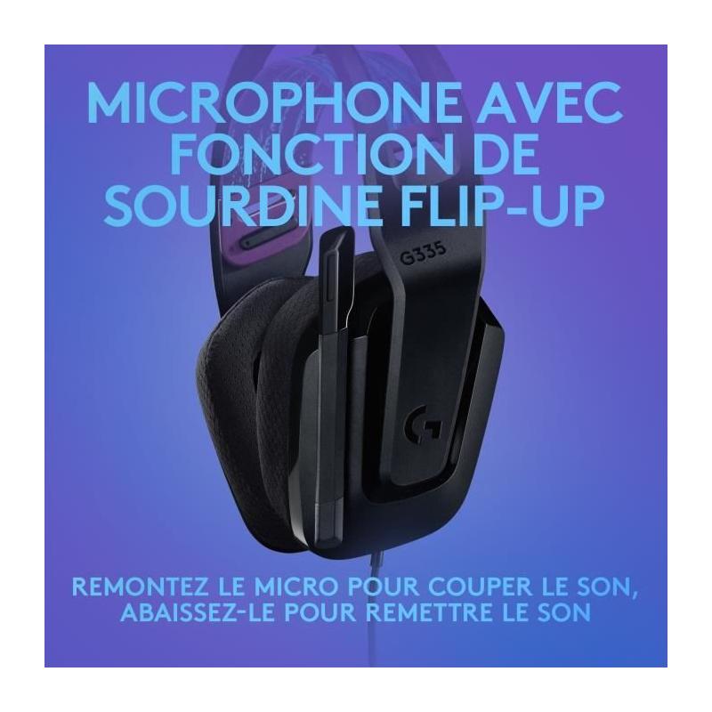 Casque Gamer Logitech G335 Noir - Léger et Filaire